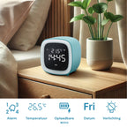 JustAnotherProduct AP18 - Oplaadbare digitale wekker met licht (3 standen) - Alarm klok met temperatuur (15.5°C tot 50°C) - 12/24h Alarm clock - Nachtlamp - Licht blauw - afbeelding 2