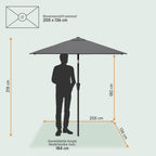 LifeGoods Parasol - Tuin - 205x136cm - 30° Kantelbaar - Waterdicht - UPF50+ - Donkergrijs - afbeelding 3