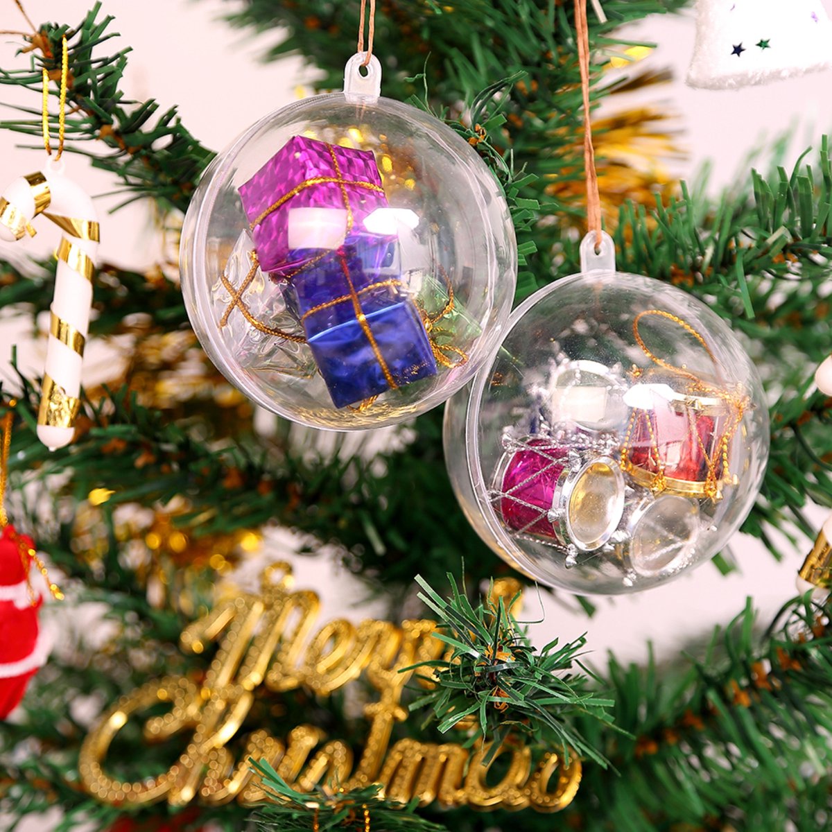 Uten Kerstballen Plastic - 20 Kunststof Kerstballen - Ø 8cm - Transparante - Diy kerstbal - Voor Halloween, Kerst, Verjaardag, Feesten, Bruiloft, Home Versiering Ballen - afbeelding 5