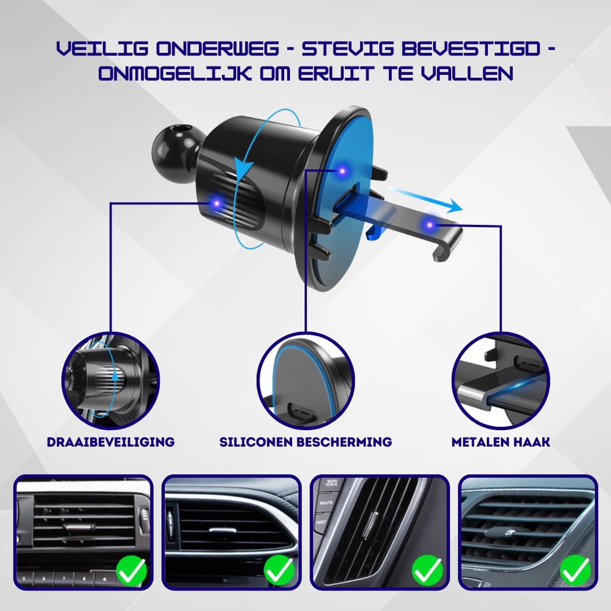 Lukana M-912 Telefoonhouders Auto - Ventilatierooster - GSM Houder - Offroad & Drempel Proof - Universeel - afbeelding 5