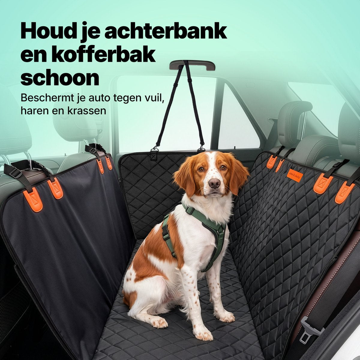 Jake and Jacky Hondendeken Auto Achterbank en Kofferbak - Autodeken Hond - Hondenkleed - Beschermhoes Auto - Incl. Hondenriem, Ophangriemen & Opbergtas - afbeelding 2