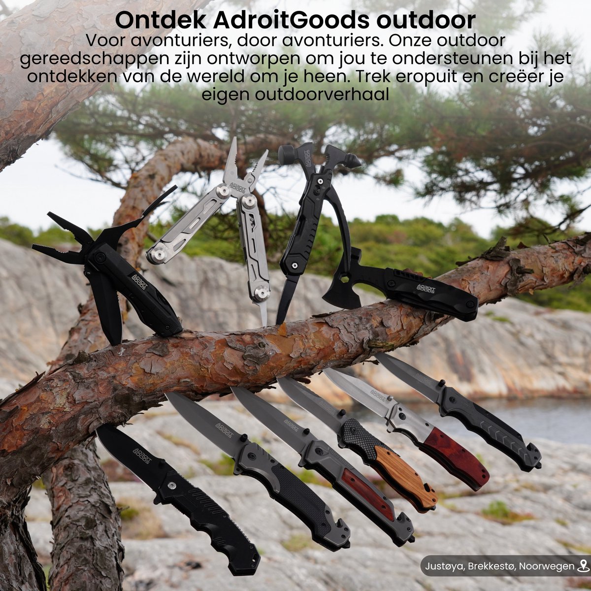 AdroitGoods Survival Zakmes - Nova X48 - Survival mes - Jachtmes - Staal en Eikenhout - Camping - afbeelding 3