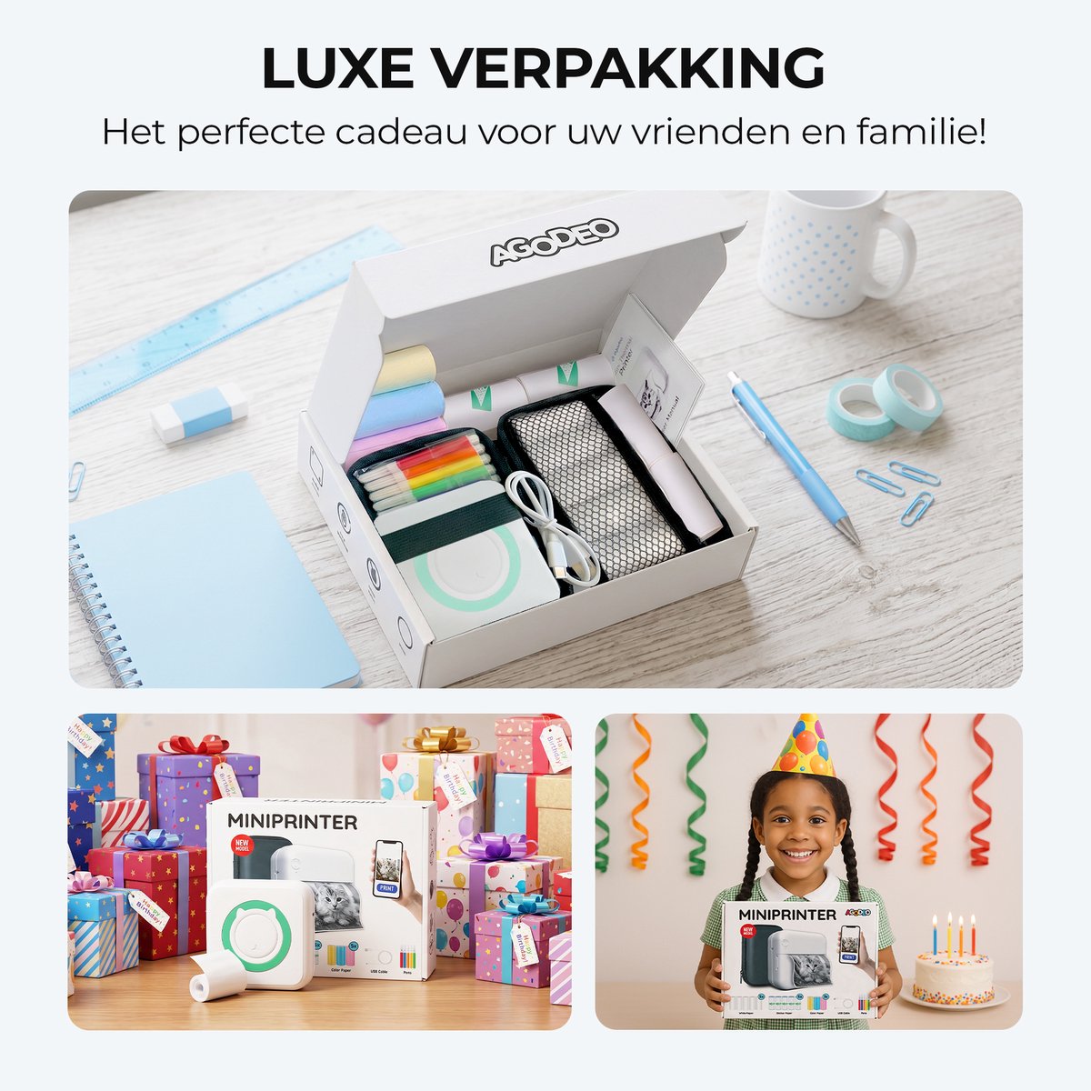 Agodeo Mini Printer - 300 DPI - Pocket Printer - Fotoprinter voor Mobiel - afbeelding 2
