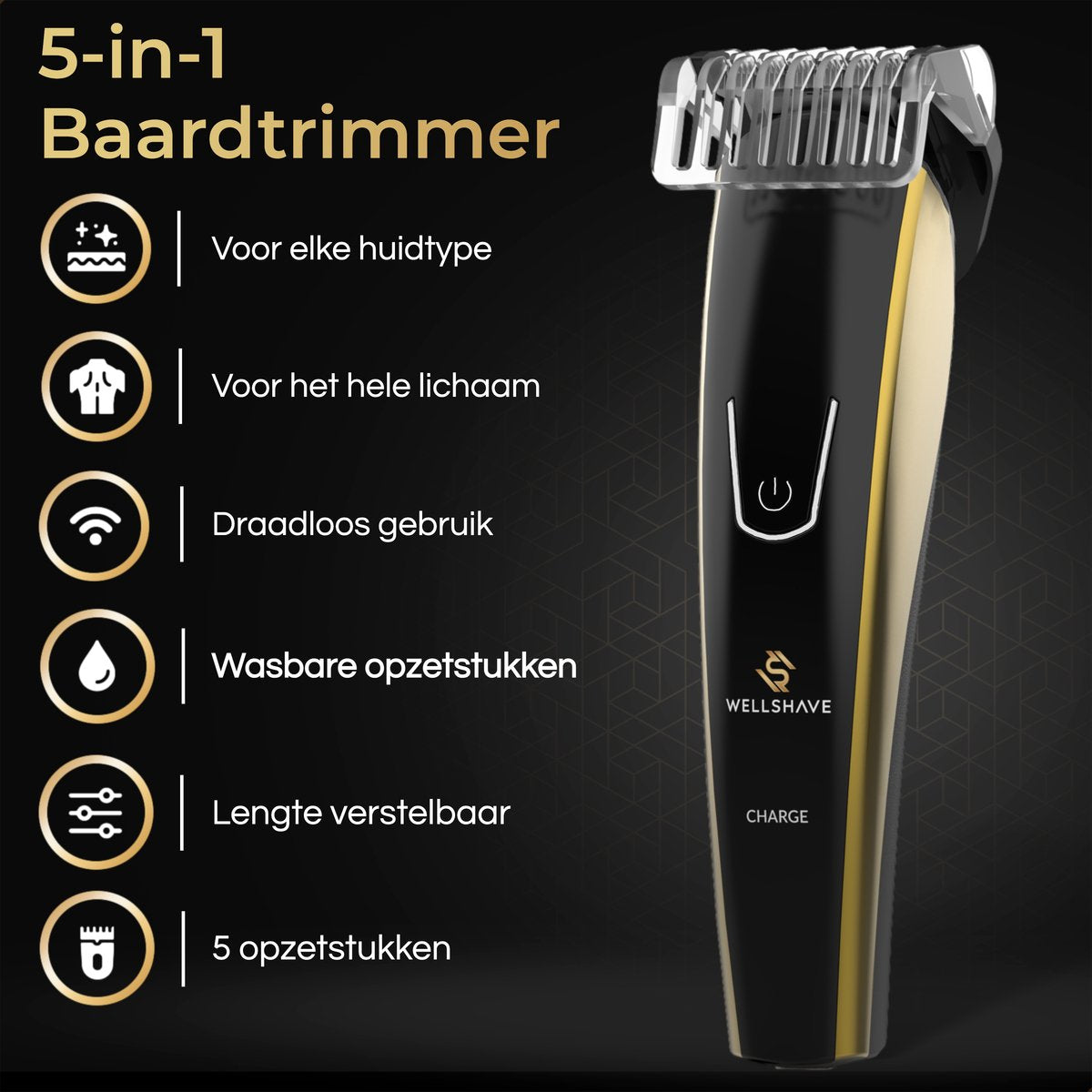 Wellshave 5 in 1 Baardtrimmer Mannen Pro - Trimmer Baard en Lichaam - afbeelding 2