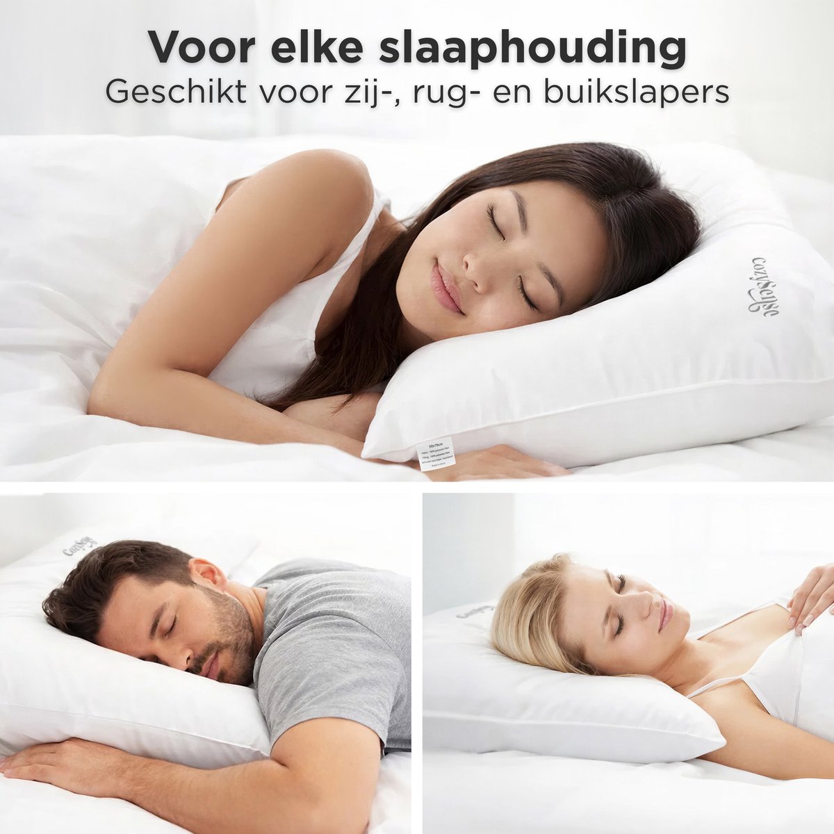 CozySense® Hoofdkussen - Set van 2 - 50x70 CM - Ademend Slaapkussen met Zachte Microvezel Hoes - Hotel Kussen - Pillow - Voor Zij-, Buik- en Rugslapers - afbeelding 5