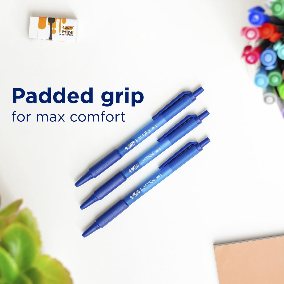 BIC Soft Feel Clic - Balpen - Klikmechanisme - Blauw- Zachte grip - 15 Stuks - afbeelding 3