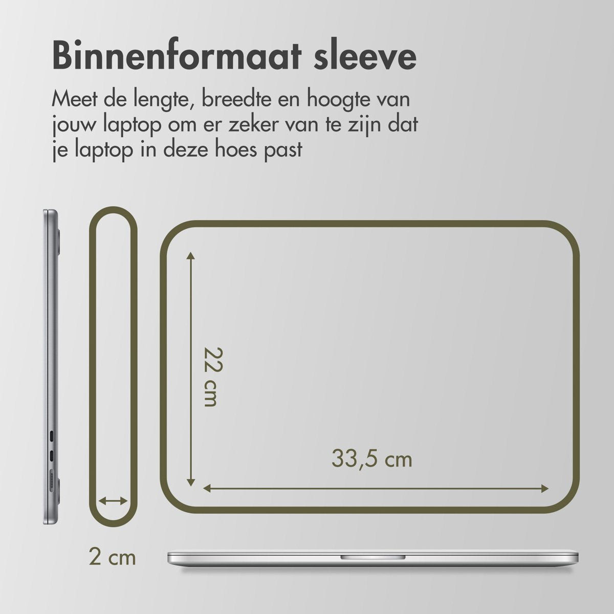 Accezz Laptop sleeve - Laptop Hoes geschikt voor 13 / 13.3 / 13.6 / 14 / 14.2 inch - Donkergroen - afbeelding 3