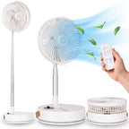 Aironex Opvouwbare Draagbare Ventilator – Stille Tafelventilator & Staande Ventilator – USB Oplaadbaar en Draadloos met LED-licht – Compacte Mini Ventilator voor Bureau, Slaapkamer, Thuis, Kantoor & Camping - Ventilatoren - afbeelding 1