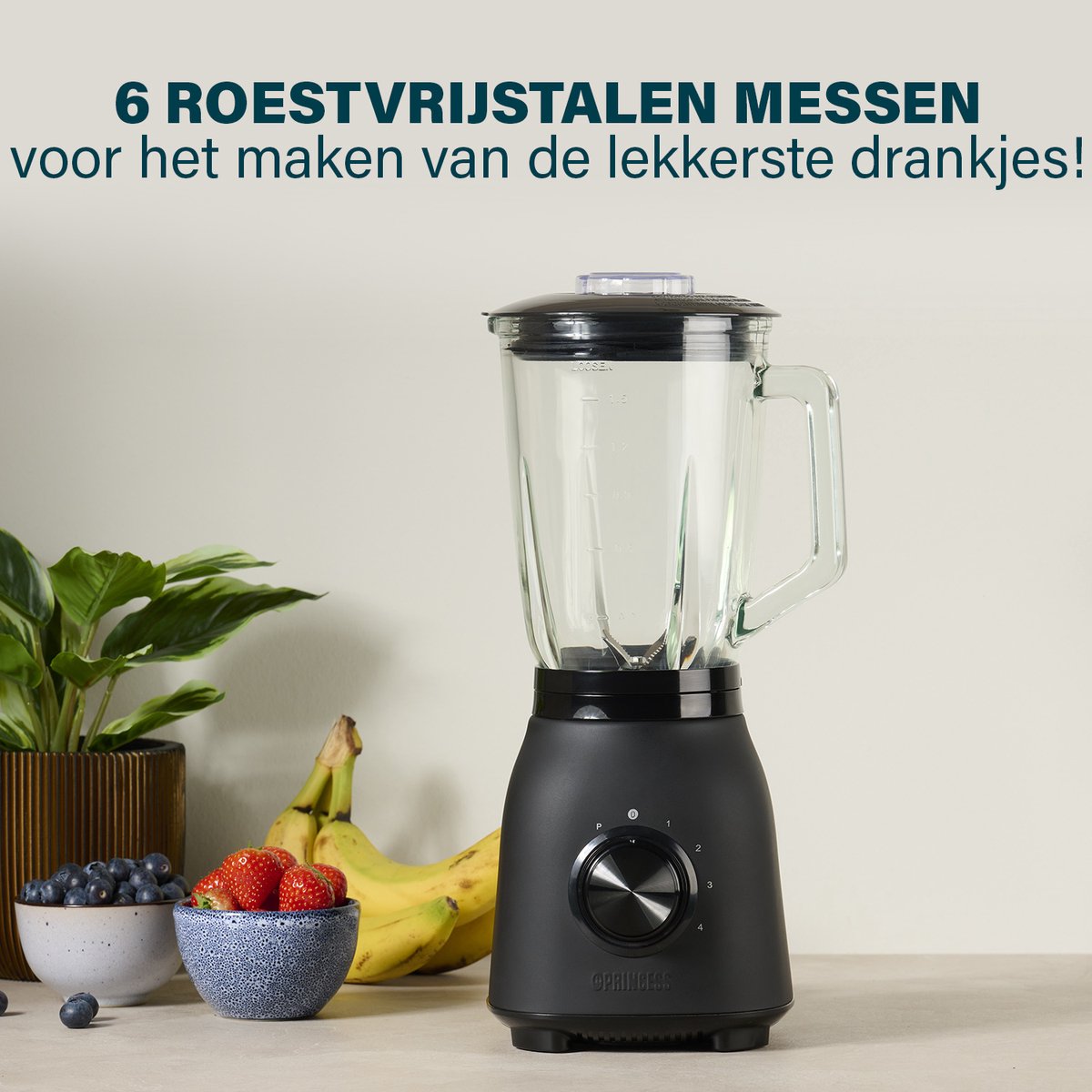 Princess 212092 Black Steel Blender 1000 - 4 Snelheden - Krachtig 1000W - 1.5 L - afbeelding 3