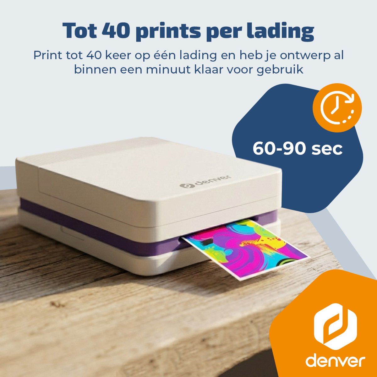 Denver Pocket Printer - Mobiele fotoprinter - Papier/Sticker/Magneet/Tattoo/Warmtepers printer - Bluetooth - afbeelding 2