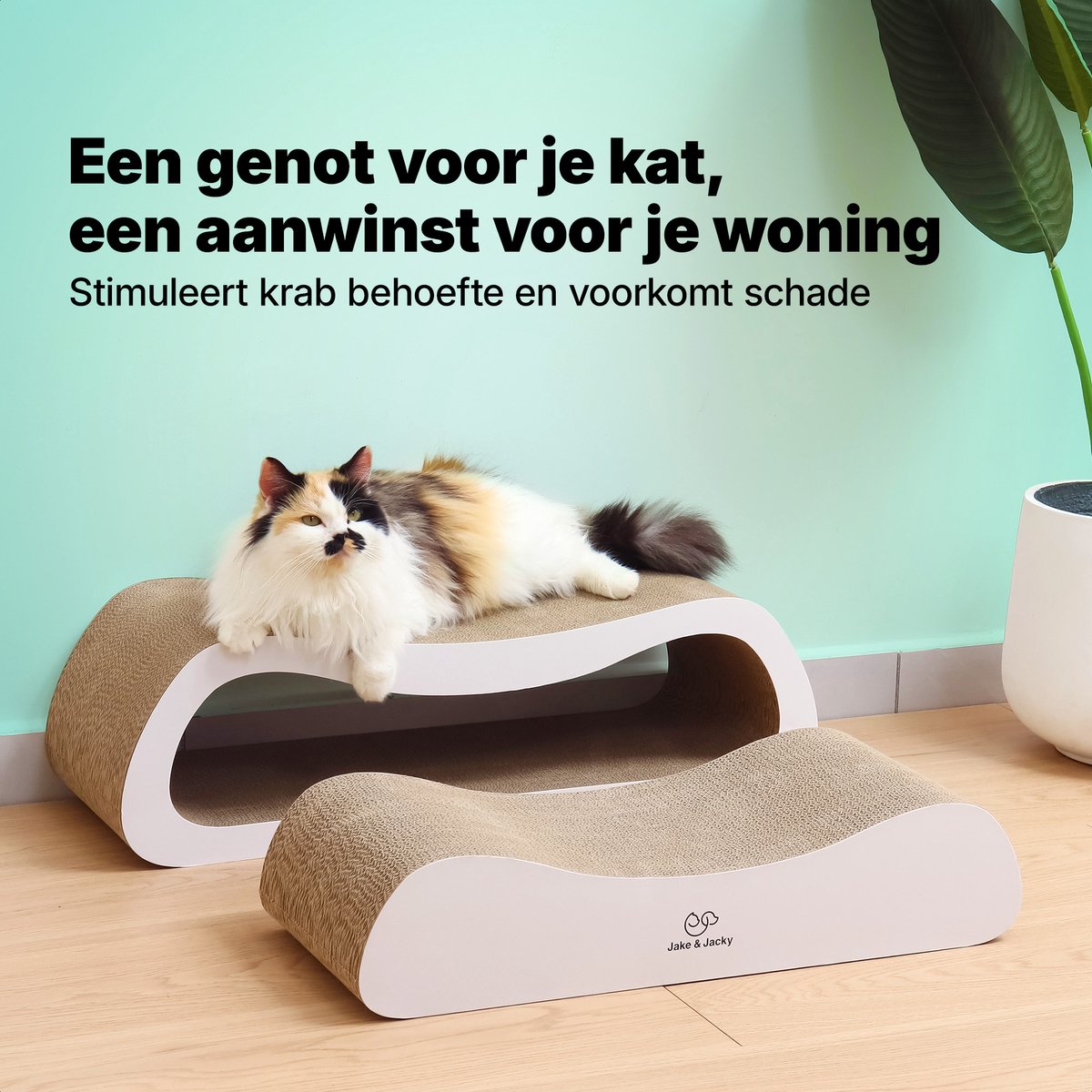 Jake and Jacky Krabkarton voor Katten 2 in 1 model - Krabpaal Karton - Krabplank - Krabmand - Krabmeubel - Kartonnen Krabmat - Kattenmand - Kattenbed - 71x24x21cm - afbeelding 5