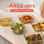 KitchenBrothers Meal Prep Bakjes Set - Glazen Vershoudbakjes - Luchtdicht - BPA-vrij - Diepvriesbakjes - Bewaarbakjes - 6,79L - Glas - 12 Stuks - afbeelding 4
