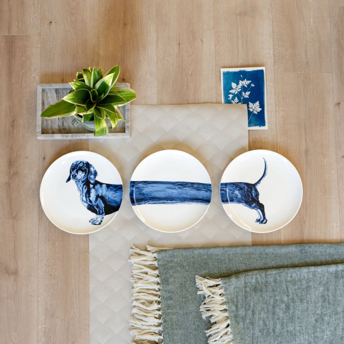 Wandbord Teckel - Drieluik -Keramiek - 26 cm - afbeelding 3