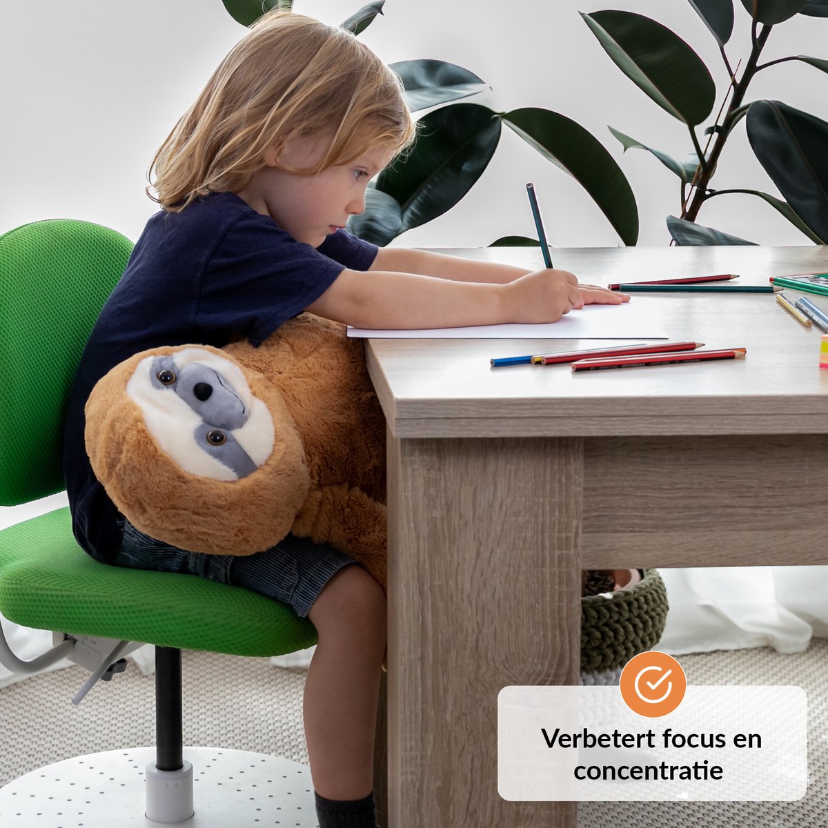 Verzwaringsknuffel Luiaard 2,3 KG - Weighted Stuffed Animal Sloth - Verzwaringsknuffel Volwassenen -Verzwarings Knuffel - Antistress Knuffel - Verzwaringsknuffel Kind Therapeutisch Speelgoed, Machinewasbaar - Stressverlichting en Focus - afbeelding 3