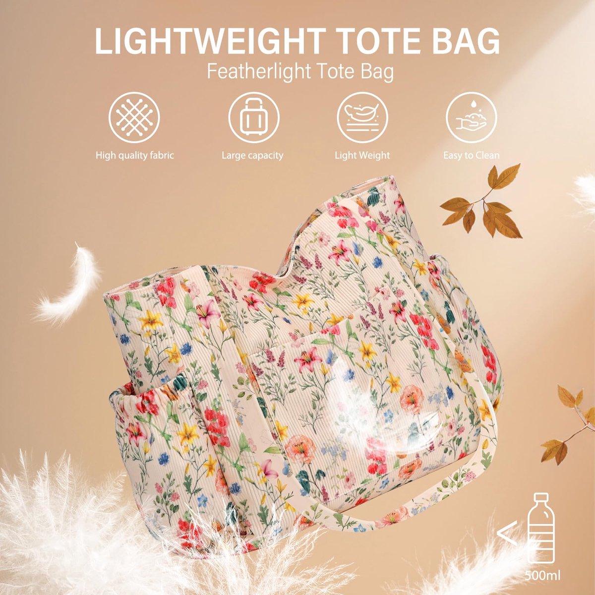Namajunas - Handtassen dames schoudertas - Grote Cord Tote Bag - Canvas Tas met Rits Meerdere Vakken - Handtas voor Werk School Sportschool Reizen - Schattige esthetische Shopper - afbeelding 4