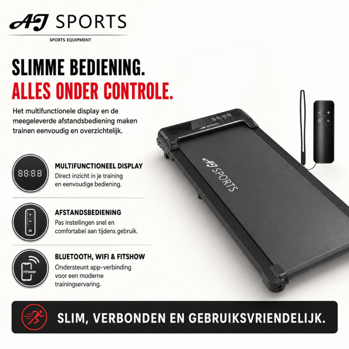 AJ-Sports Loopband - Walking Pad - 1 tot 8 km/u - Krachtige 1.0 PK Motor - afbeelding 3