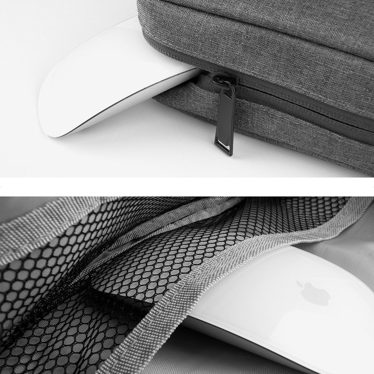 Laptophoes 15,6 inch - Laptop Sleeve, Tablet Hoes met kabel organizer etui - Donker Grijs - afbeelding 3