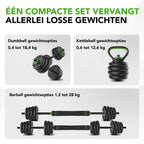Tunturi Halterset en Dumbbells Vinyl 28 kg - Gewichten Set met Kettlebell en Barbell - Opdruksteunen - afbeelding 5