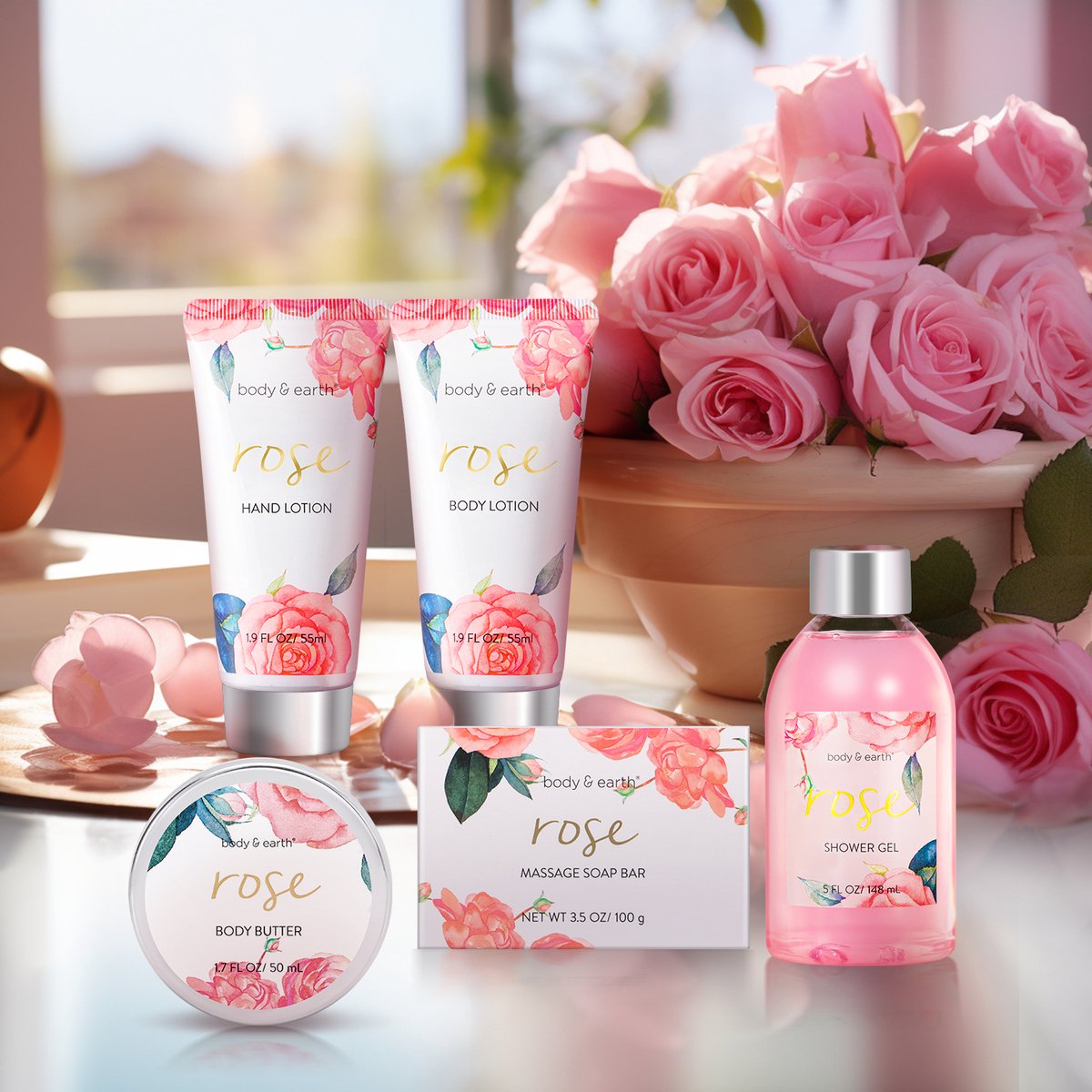 Body & Earth Rose Beauty wellness verwenpakket met rozengeur – afbeelding 3