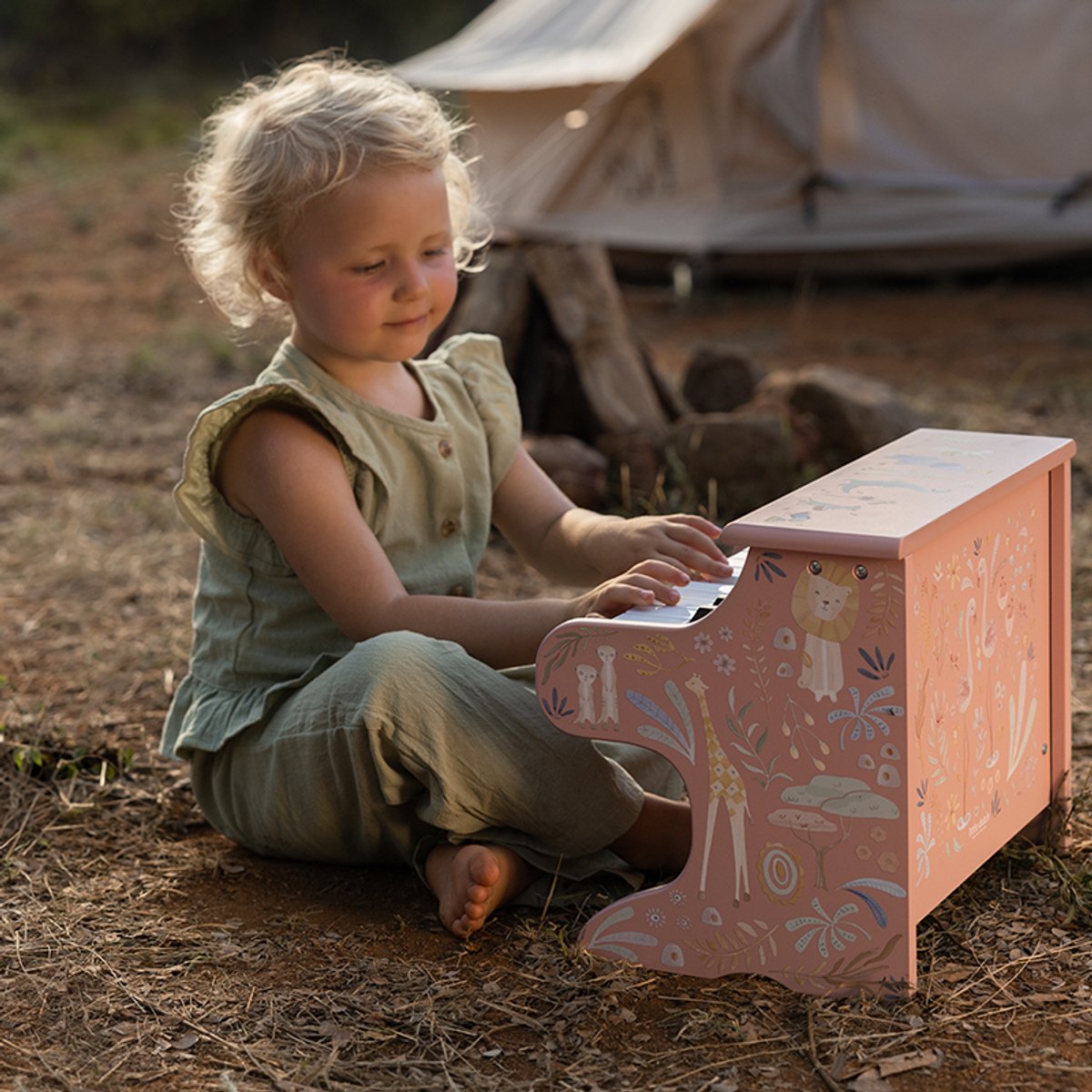 Little Dutch Houten piano - Roze FSC - Safari Friends - afbeelding 2