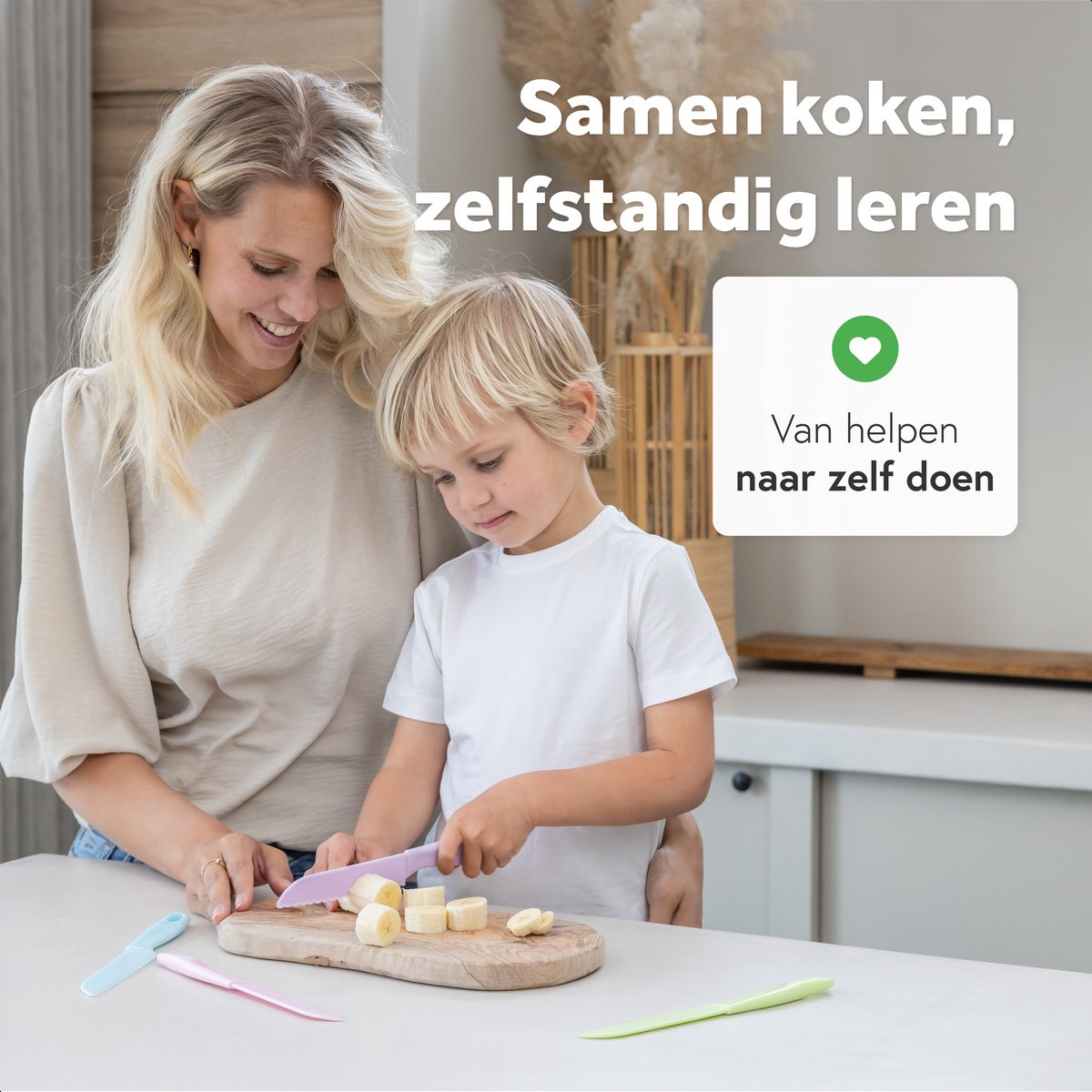 Kindermessen set - 4 Delig - Montessori mes - Koken kinderen - Zelfstandig koken - Kindvriendelijk materiaal - Qwali - afbeelding 2