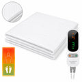 Eenpersoons elektrische onderdeken met aparte voetzone - 190x90 cm - Anti allergie - Antibacterieel - 6 warmtestanden - Voetwarmte - Warmtedeken - Fleece - STAUS&BACH DualZone - Wit - afbeelding 1