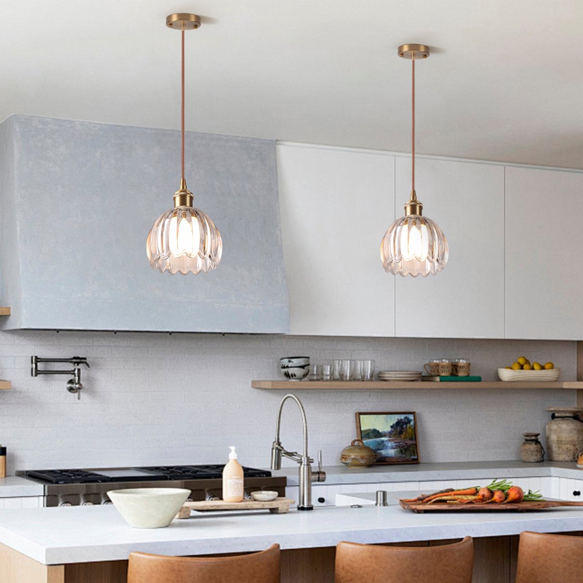 Hanglamp van Glas Vintage Kroonluchter voor Woonkamer Slaapkamer Keuken Transparant - afbeelding 4