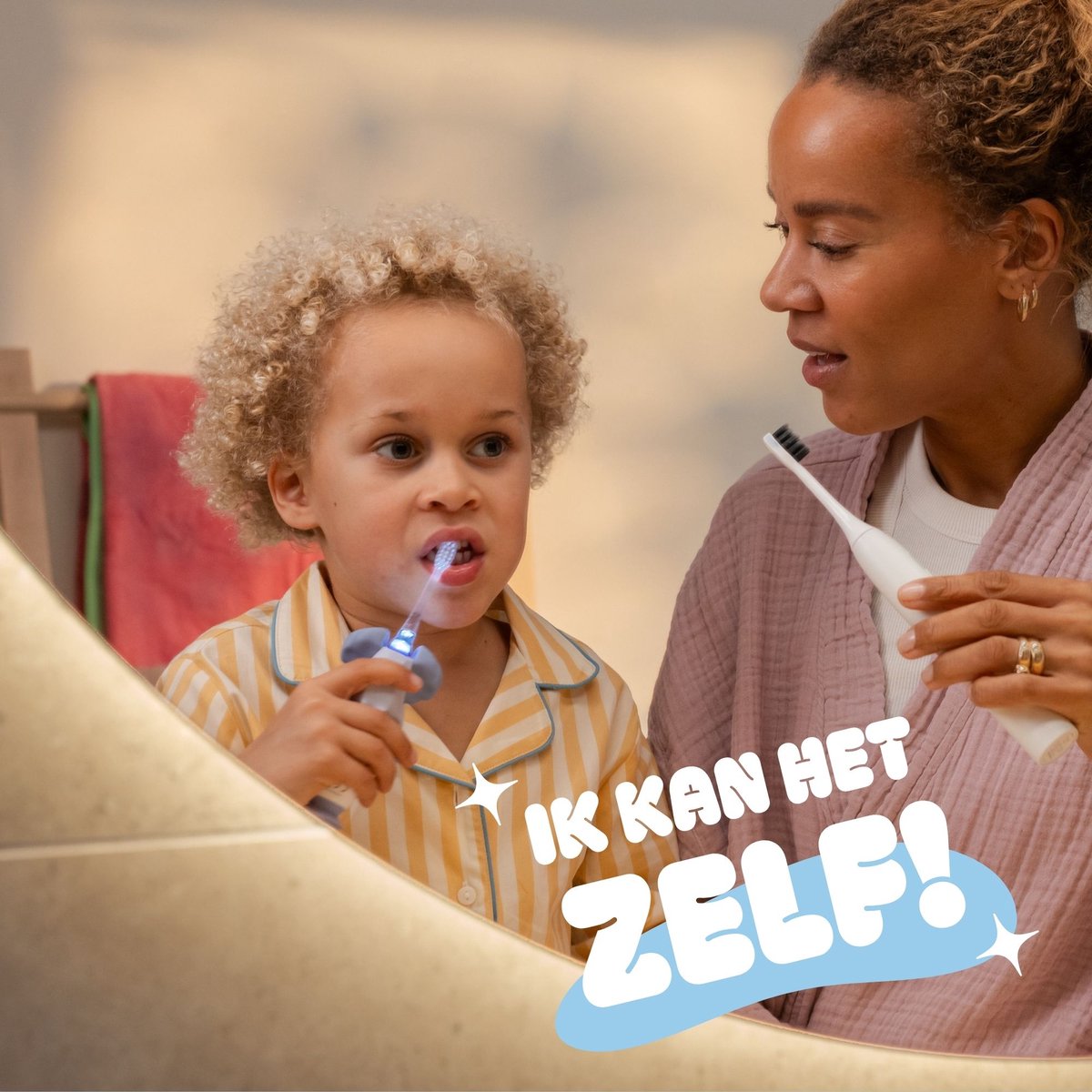 Woezel & Pip Elektrische Tandenborstel Kind (Baby & Peuter) - 3-48 maanden - LED-lampje - 2 Borstelkopjes inbegrepen - afbeelding 3