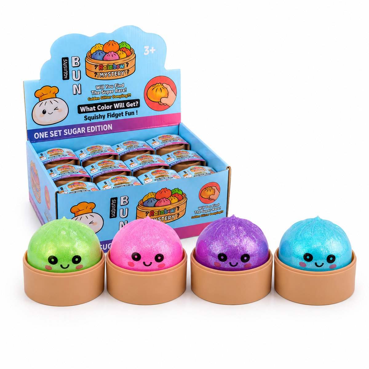 Mini Glitter Squishy Dumpling - Sugger Edition - Fidget toys - Blind Box - afbeelding 2