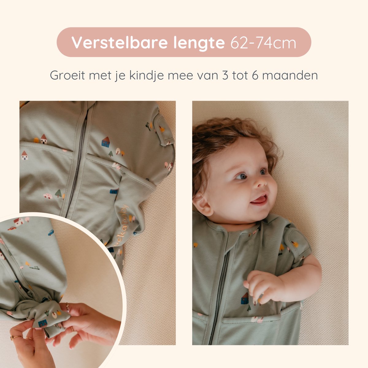 Puckababy Mini Inbakerslaapzakje - 3-6m - Tiny Village - TOG 0.5 - afbeelding 5