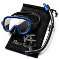 ReefTourer Snorkelset – Premium duikbril met snorkel, hypoallergene siliconen snorkelmasker één venster – Zwart/Blauw – RC-0105-BK/MB - afbeelding 1