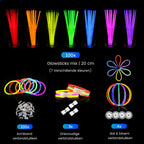 Partizzle 100 stuks Glow in the Dark Sticks met Connectors - Glowsticks - Neon / Carnaval / Kerst / Oud en nieuw Party Artikelen Breekstaafjes - Verjaardag Feest Versiering / Decoratie - 7 Kleuren - afbeelding 2