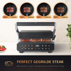 PFAS-Vrije Contactgrill met Zwevende Bovenplaat - Uitneembare platen - 180ºC Uitklapbaar - Grill apparaat 2000W - Tosti en Panini - 120ºC tot 230ºC - JAP Appliances Integrill - afbeelding 4