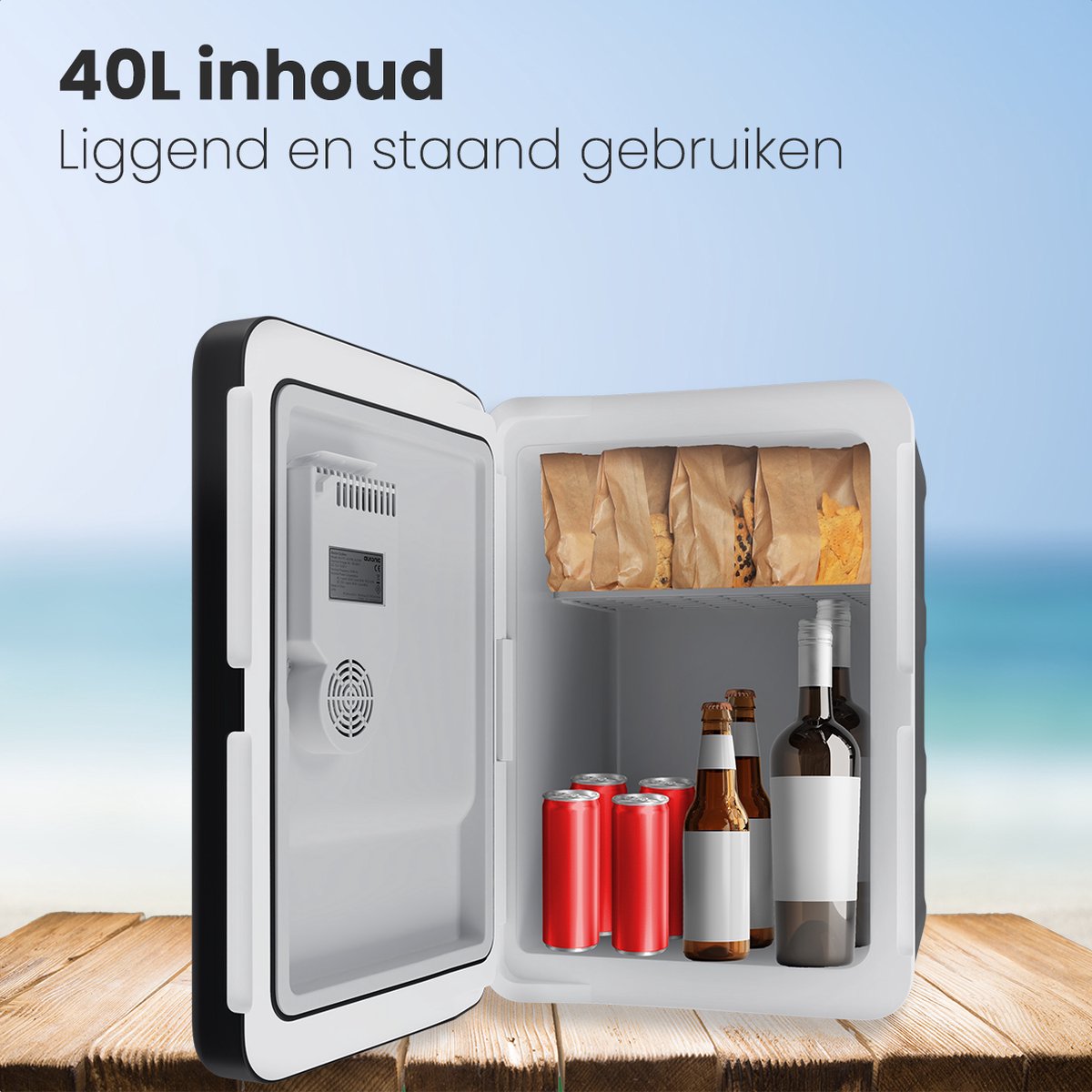 Auronic Koelbox Elektrisch 12V en 230 volt - 40L - Auto - Camping Koelkast - Koelen en Verwarmen - Frigobox - Zwart - afbeelding 3