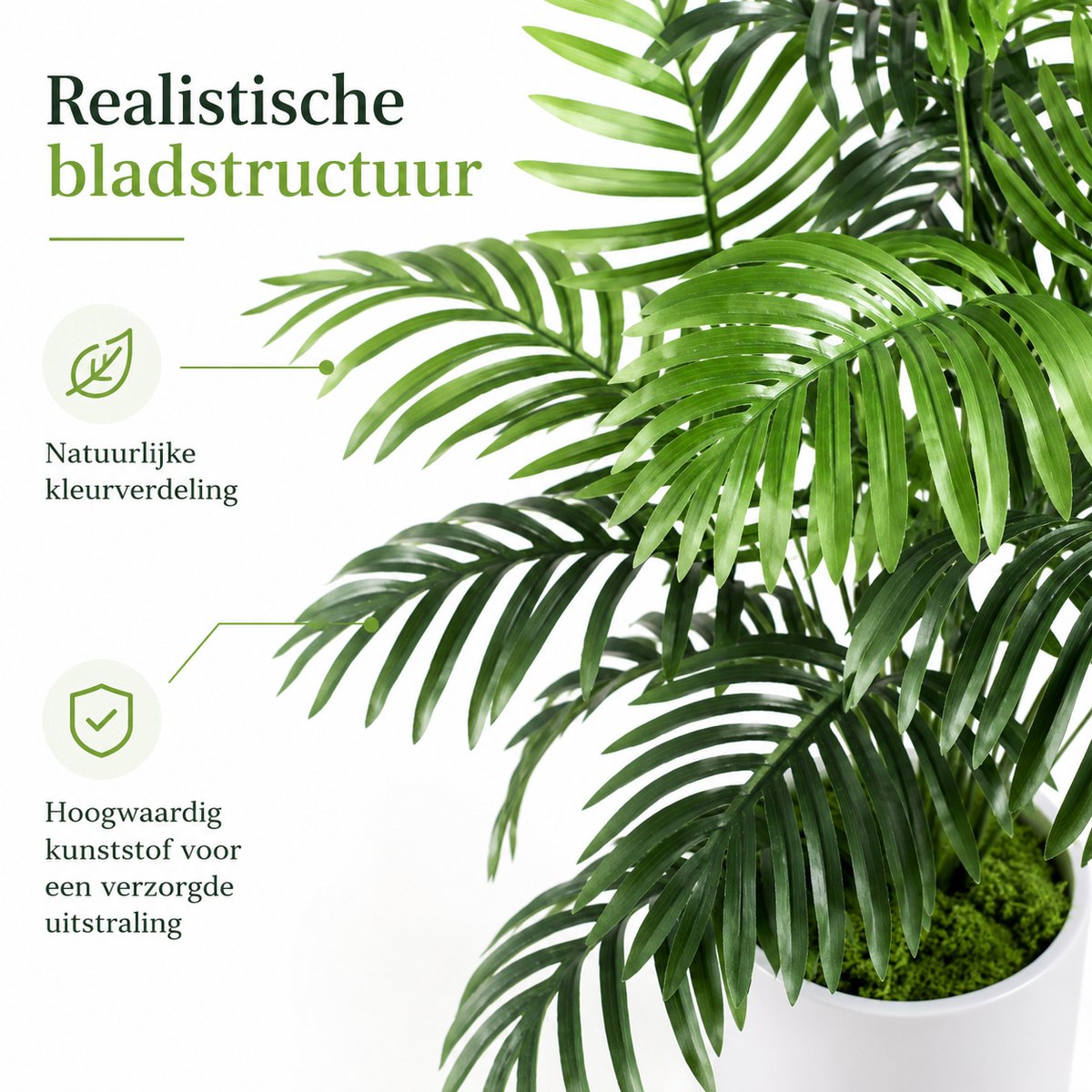 Boncy® Premium Kunstplant in pot - 120 cm Palmboom Kunst plant - Nep planten voor Binnen en Buiten - Kamer Decoratie - Nepplanten Kunstplanten Boompje - Kunstbloemen - afbeelding 5