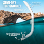 ReefTourer Snorkelset Volwassenen - Hypoallergene siliconen duikbril met snorkel, premium snorkelmasker twee vensters - Zwart - RC-0107 BKBK - afbeelding 4