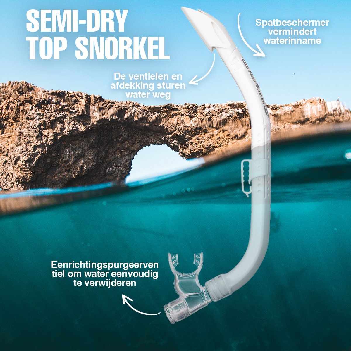ReefTourer Snorkelset Volwassenen - Hypoallergene siliconen duikbril met snorkel, premium snorkelmasker twee vensters - Zwart - RC-0107 BKBK - afbeelding 4