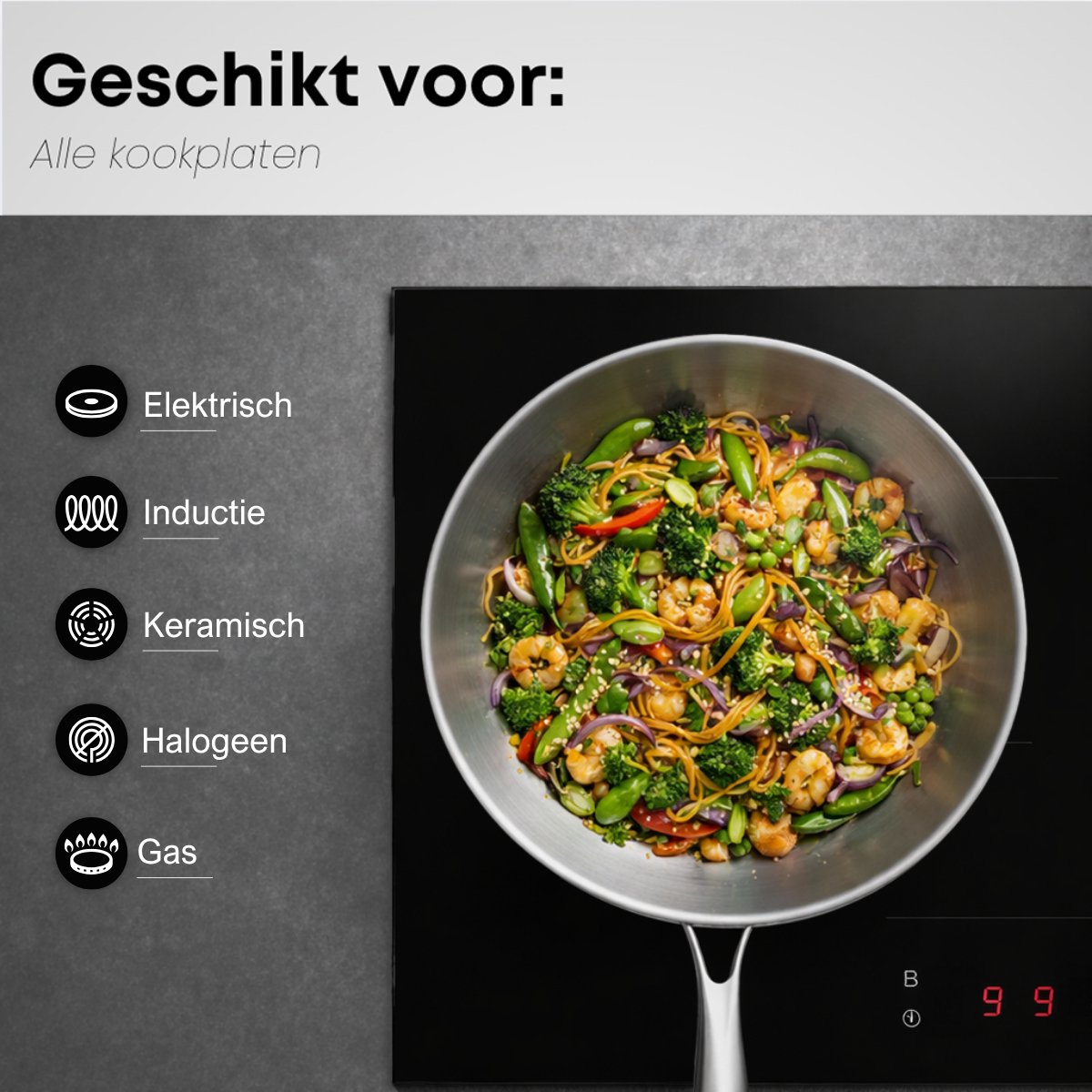Savoré Kitchen Wokpan RVS 28 cm met Deksel - afbeelding 2