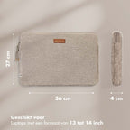 Selencia Teddy Laptop Sleeve - Laptop Hoes geschikt voor 13 / 13.3 / 13.6 / 14 / 14.2 inch - Sand - afbeelding 4