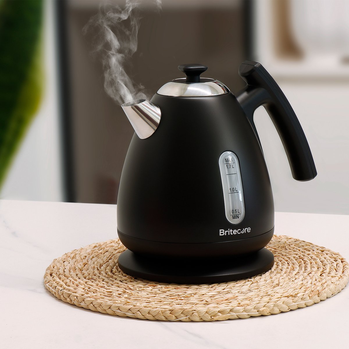 Waterkoker met Temperatuurregeling - Warmhoudfunctie - RVS - 1.7L - 40 tot 100°C - 2200W - Retro design - Zwart - Britecore - afbeelding 5