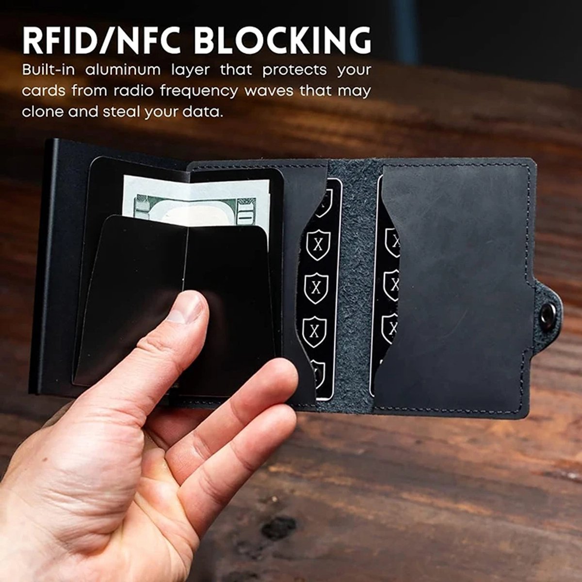 VEXON Ultra Slim -Wallet pro - Premium Wallet Slim - Creditcardholder - Pasjeshouder Zwart - afbeelding 4
