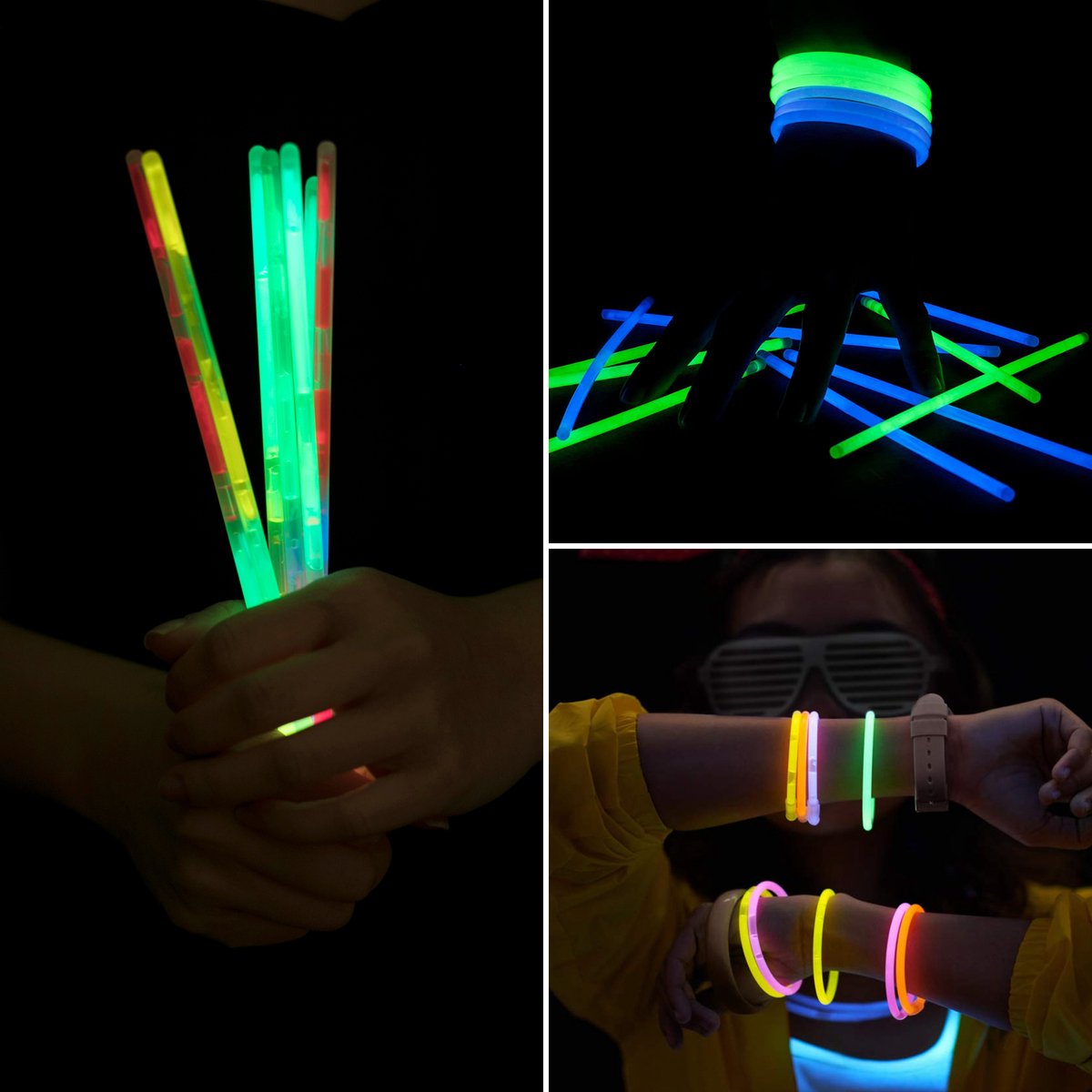 Partizzle 100 stuks Glow in the Dark Sticks met Connectors - Glowsticks - Neon / Carnaval / Kerst / Oud en nieuw Party Artikelen Breekstaafjes - Verjaardag Feest Versiering / Decoratie - 7 Kleuren - afbeelding 5