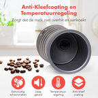 KitchenBrothers Elektrische Melkopschuimer - 4-in-1 - Melkklopper - BPA- & PFAS-Vrij - 240 ML - Handige Melkschuimer - Zwart - afbeelding 2