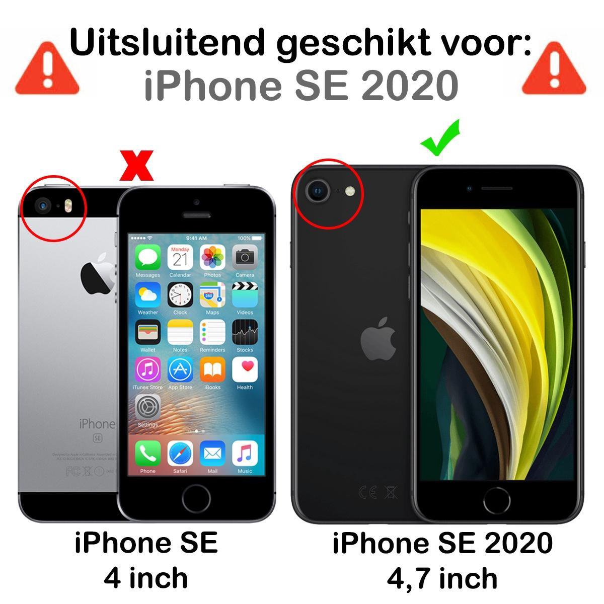 Hoesje - Geschikt voor Apple iPhone SE (2020) - Sterk & Shockproof - Siliconen Case - Hoes Cover - Telefoonhoes - Zwart - afbeelding 2