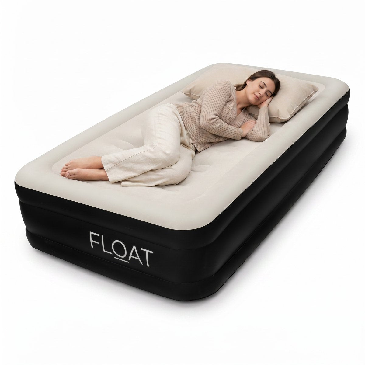 Eenpersoons luchtbed met ingebouwde elektrische pomp - 190x97x38 cm - Zelfopblazend 1 persoons luchtmatras - Logeerbed Twin - FLOAT NimbusRest - afbeelding 1