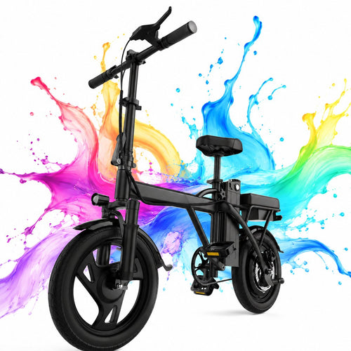 14" Opvouwbare Mini Elektrische Fiets voor Volwassenen 500W , 48V 9Ah Accu, Compacte Pendelfiets met Schokdemper en Verlichting - afbeelding 1
