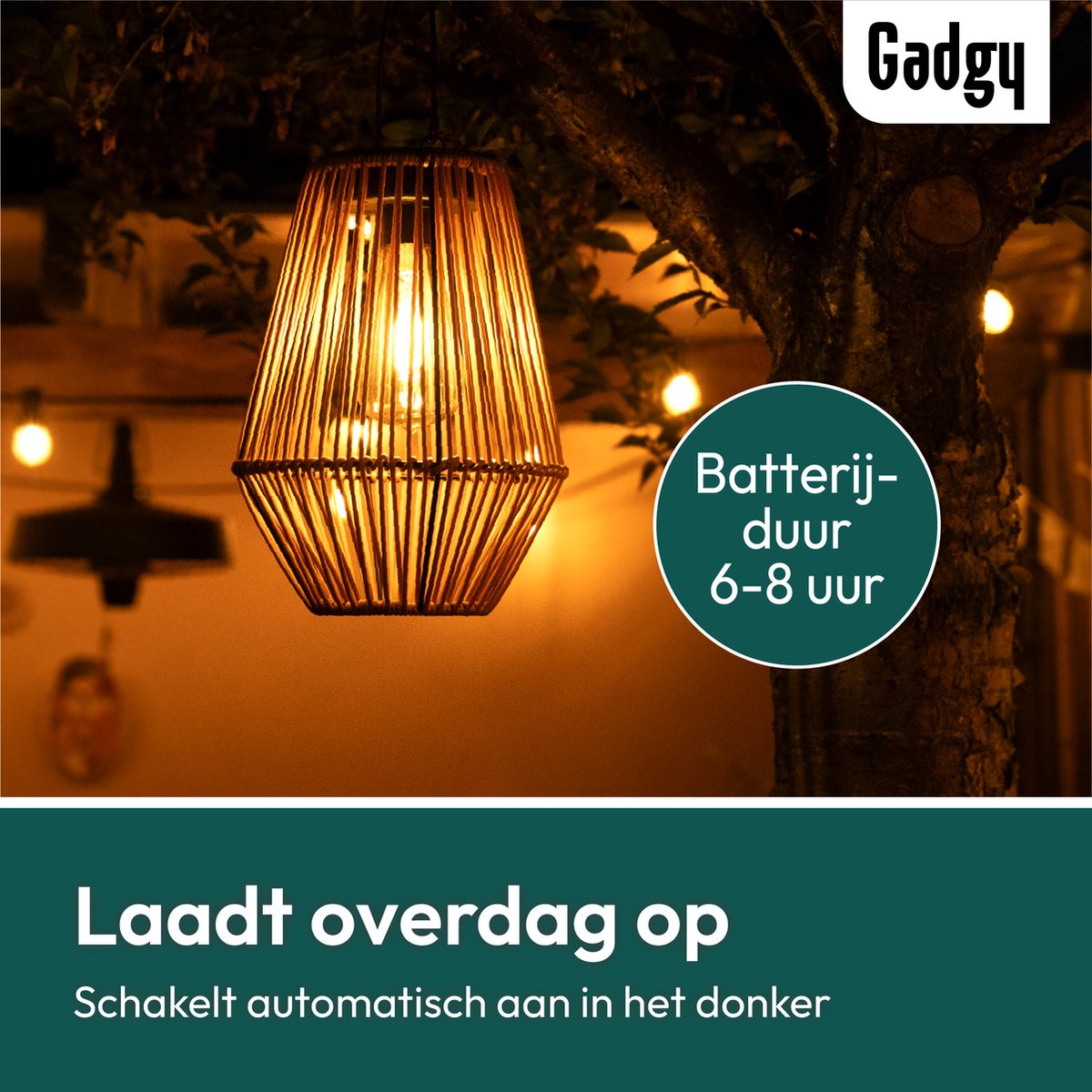 Gadgy Solar Tuinverlichting Rattan Bruin - afbeelding 3