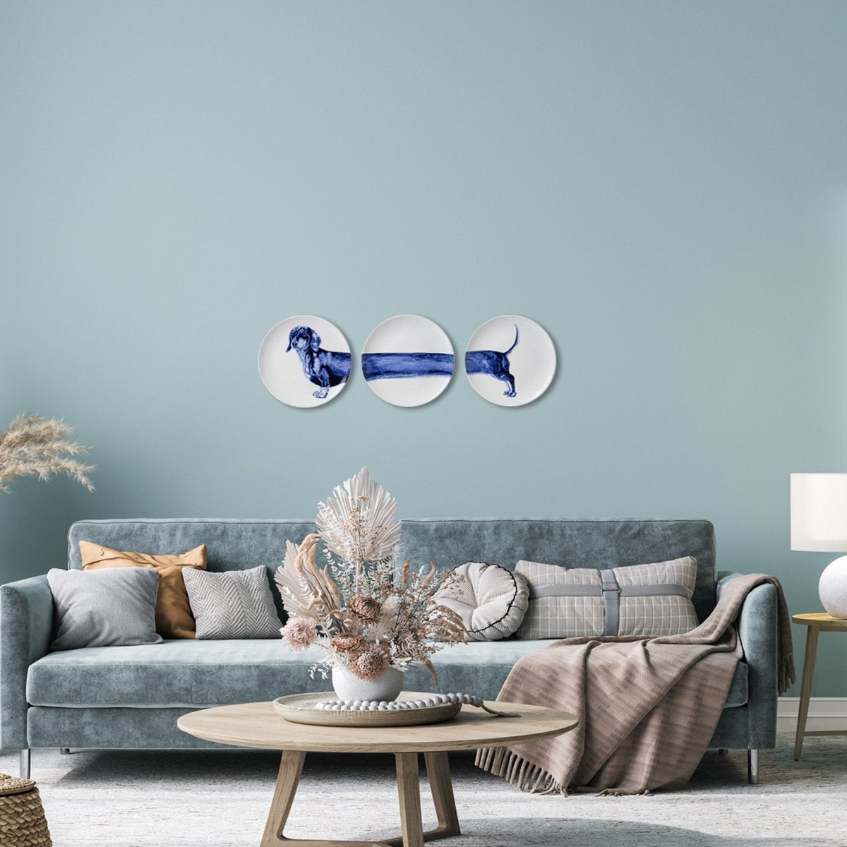 Wandbord Teckel - Drieluik -Keramiek - 26 cm - afbeelding 4