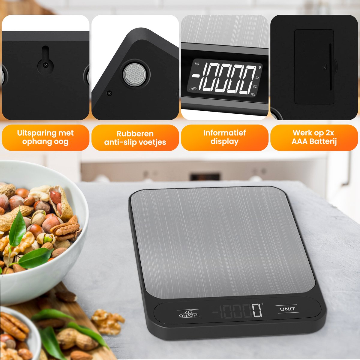 Strex Keukenweegschaal Digitaal - Weegschaal Keuken - 1 g tot 10 kg - afbeelding 3