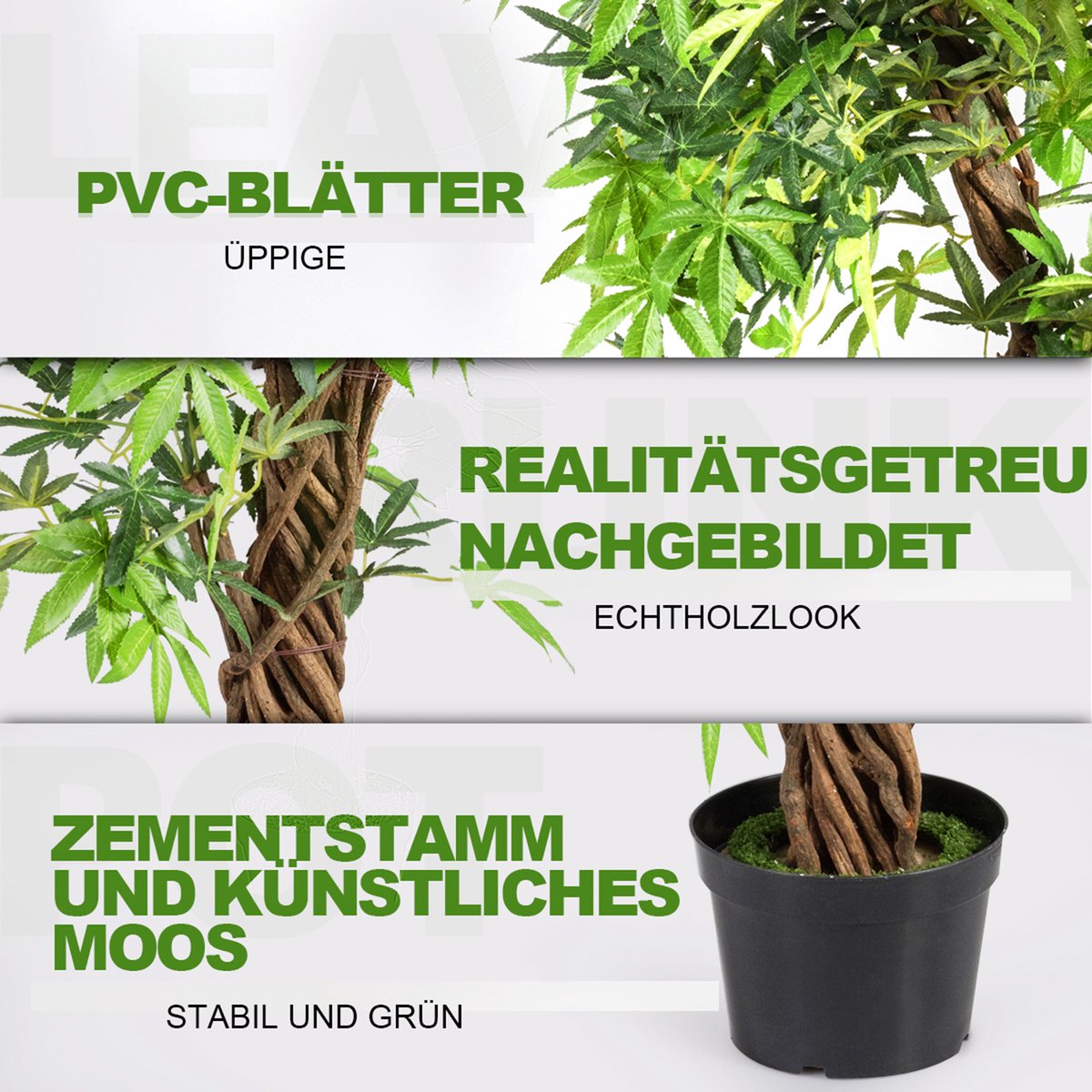COSTWAY Kunstplant in Pot - 160 cm - afbeelding 3